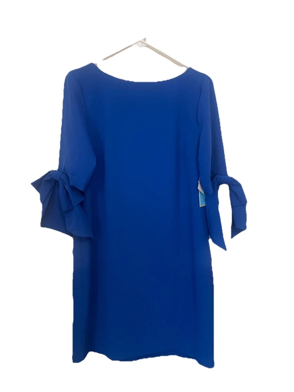 CeCe NWT Women’s Tie Cuff 3/4 Sleeve Deep Royal  Blue Shift Dress Mod Classic